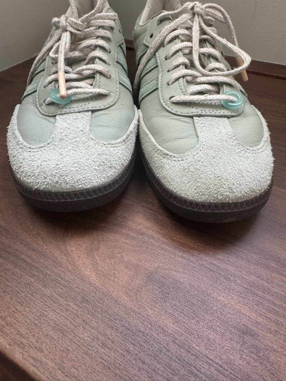 Adidas Samba Maha Light Mint Green Suede & Leather Sneakers men’s 8.5 - Picture 4 of 6